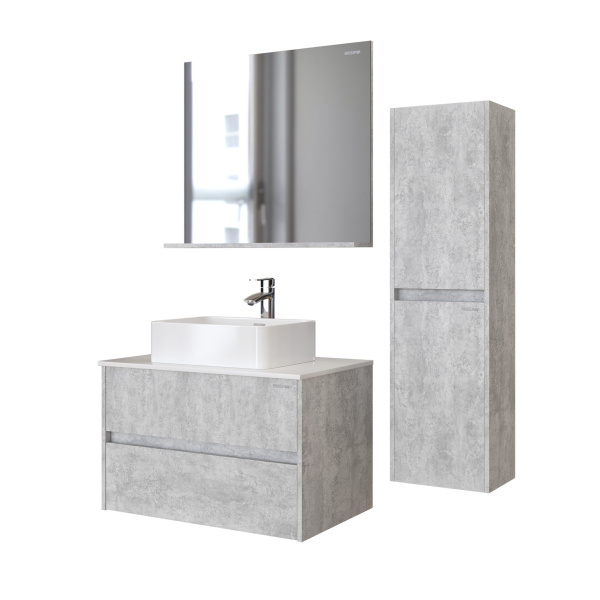 Шкаф-пенал подвесной Grossman ЭДВАНС-35 см, цемент светлый